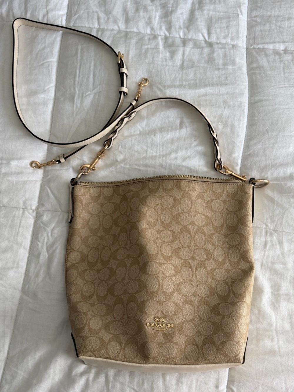 Coach Abby Duffle Cream Signature Canvas Bag